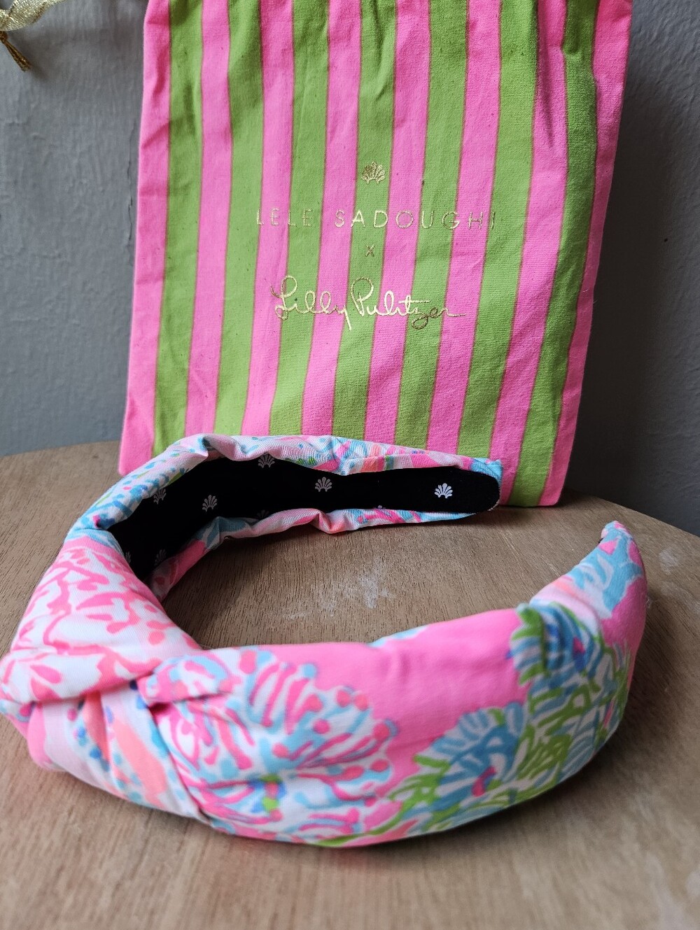 Lilly Pulitzer x Lele Sadoughi Pink & Aqua Printed  Headband